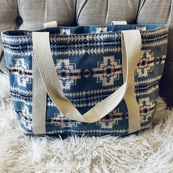 Pendleton Cotton Chief Joseph Tote Bag Native Pattern - A16 - Picture 2 of 6